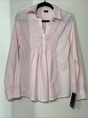 Olian Light Pink Pintuck Front Button-Down Shirt maternity Size XS